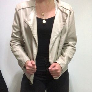 Beige Leather Jacket